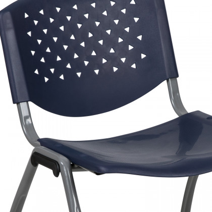 BLNK HERCULES Series Plastic Stack Chair with Titanium Gray Powder Coated Frame - Navy