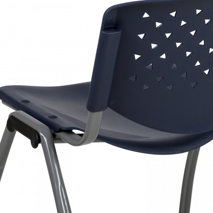 BLNK HERCULES Series Plastic Stack Chair with Titanium Gray Powder Coated Frame - Navy