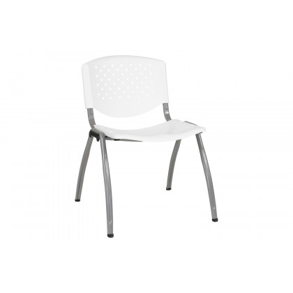 BLNK HERCULES Series Plastic Stack Chair with Titanium Gray Powder Coated Frame - White