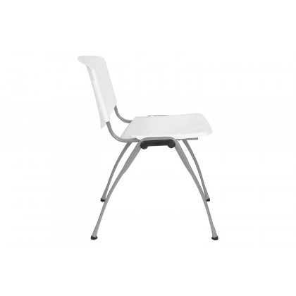 BLNK HERCULES Series Plastic Stack Chair with Titanium Gray Powder Coated Frame - White