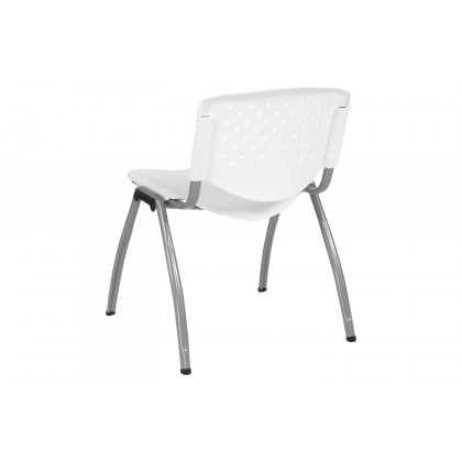 BLNK HERCULES Series Plastic Stack Chair with Titanium Gray Powder Coated Frame - White