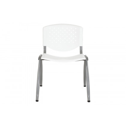BLNK HERCULES Series Plastic Stack Chair with Titanium Gray Powder Coated Frame - White