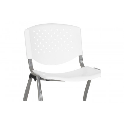 BLNK HERCULES Series Plastic Stack Chair with Titanium Gray Powder Coated Frame - White