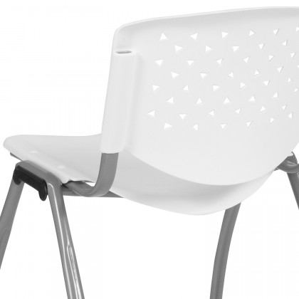 BLNK HERCULES Series Plastic Stack Chair with Titanium Gray Powder Coated Frame - White