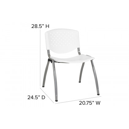 BLNK HERCULES Series Plastic Stack Chair with Titanium Gray Powder Coated Frame - White