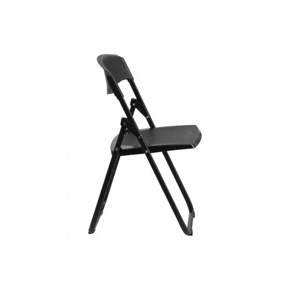 BLNK HERCULES Series Plastic Heavy Duty Folding Chair with Built-in Ganging Brackets - Black