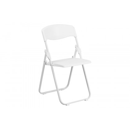 BLNK HERCULES Series Plastic Heavy Duty Folding Chair with Built-in Ganging Brackets - White