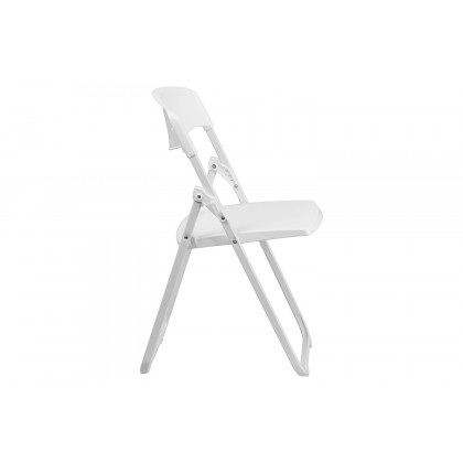 BLNK HERCULES Series Plastic Heavy Duty Folding Chair with Built-in Ganging Brackets - White