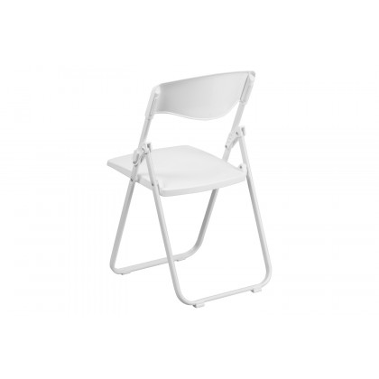 BLNK HERCULES Series Plastic Heavy Duty Folding Chair with Built-in Ganging Brackets - White