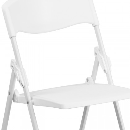 BLNK HERCULES Series Plastic Heavy Duty Folding Chair with Built-in Ganging Brackets - White