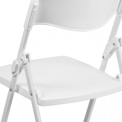 BLNK HERCULES Series Plastic Heavy Duty Folding Chair with Built-in Ganging Brackets - White