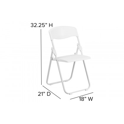 BLNK HERCULES Series Plastic Heavy Duty Folding Chair with Built-in Ganging Brackets - White