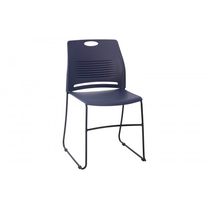 BLNK HERCULES Series Commercial Plastic Stack Chair with Black Powder Coated Sled Base Frame and Integrated Carrying Handle - Navy