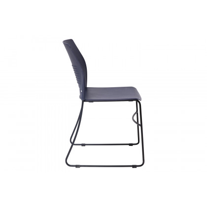 BLNK HERCULES Series Commercial Plastic Stack Chair with Black Powder Coated Sled Base Frame and Integrated Carrying Handle - Navy