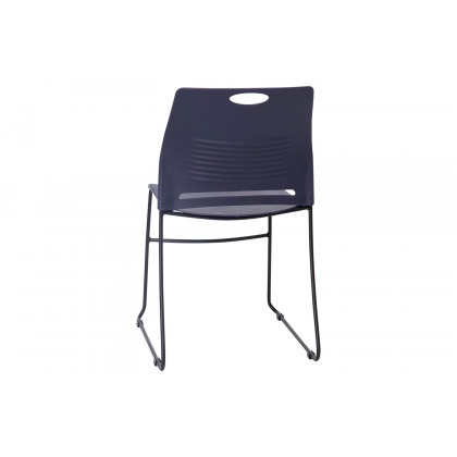 BLNK HERCULES Series Commercial Plastic Stack Chair with Black Powder Coated Sled Base Frame and Integrated Carrying Handle - Navy