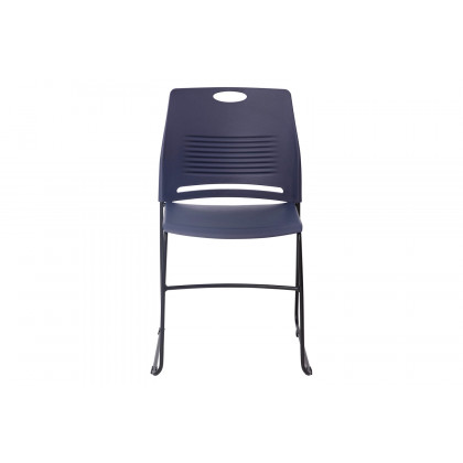 BLNK HERCULES Series Commercial Plastic Stack Chair with Black Powder Coated Sled Base Frame and Integrated Carrying Handle - Navy