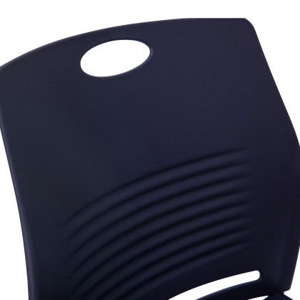BLNK HERCULES Series Commercial Plastic Stack Chair with Black Powder Coated Sled Base Frame and Integrated Carrying Handle - Navy