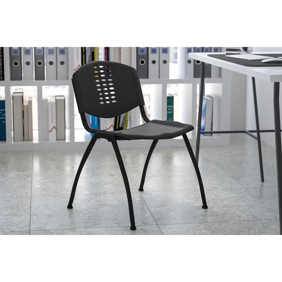 BLNK - HERCULES Series Plastic Stack Chair with Oval Cutout Back and Frame