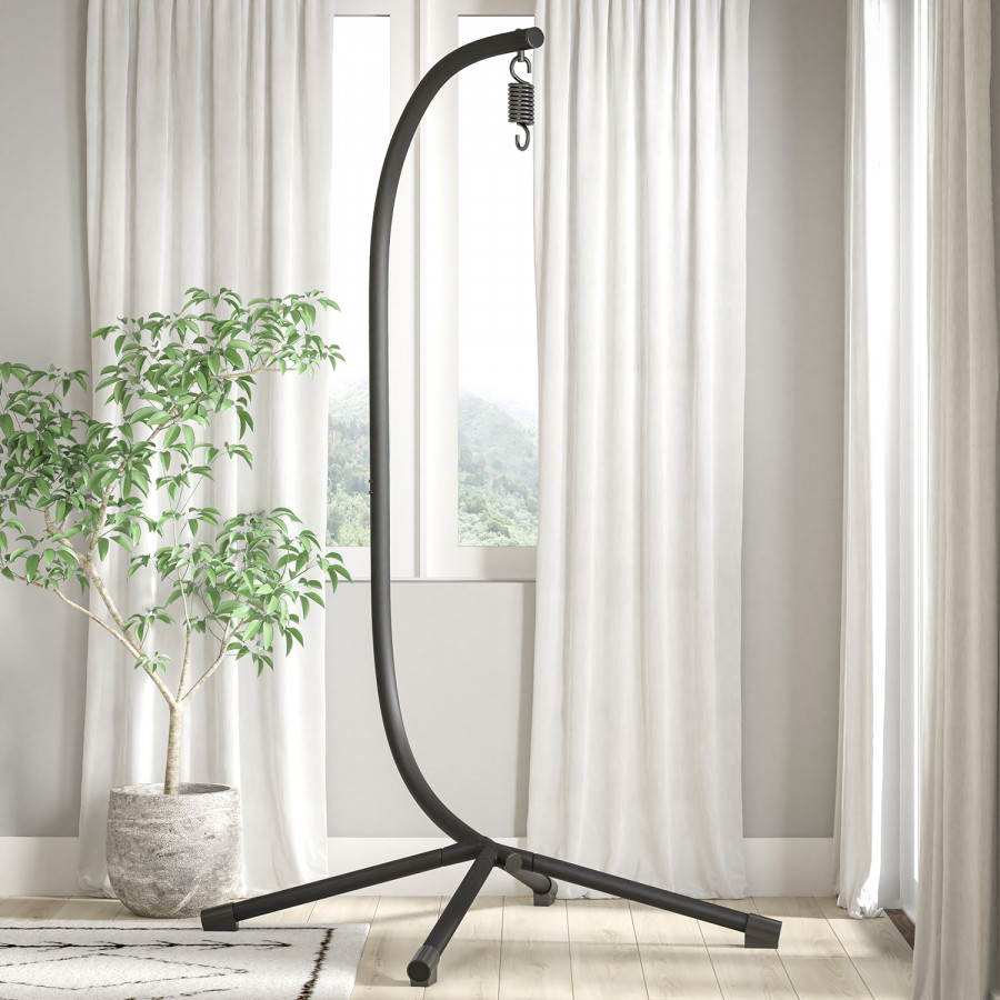 BLNK - Harvo Commercial All-Weather Heavy Duty Hanging Hammock Chair C-Stand with Steel Offset Base and Hardware and 360 Degree Rotation