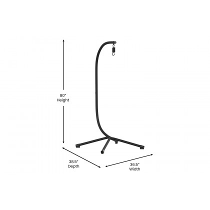 BLNK - Harvo Commercial All-Weather Heavy Duty Hanging Hammock Chair C-Stand with Steel Offset Base and Hardware and 360 Degree Rotation
