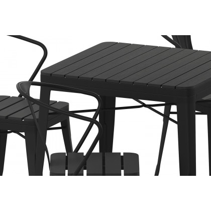 BLNK - Helvey Commercial Indoor-Outdoor Square Table with Poly Resin Top and 4 Metal Chairs with Poly Resin Seats 5 Piece