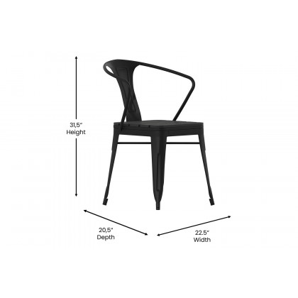BLNK - Helvey Commercial Indoor-Outdoor Square Table with Poly Resin Top and 4 Metal Chairs with Poly Resin Seats 5 Piece