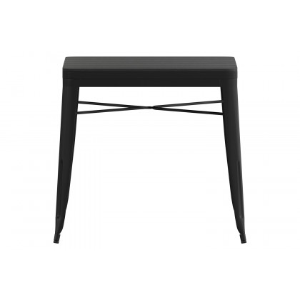 BLNK - Helvey Commercial Indoor-Outdoor Square Steel Patio Dining Table for 4 with Black Poly Resin Slatted Top