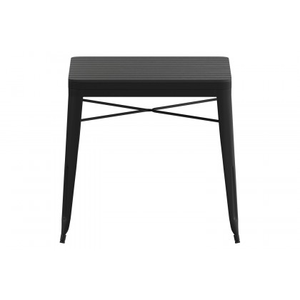BLNK - Helvey Commercial Indoor-Outdoor Square Steel Patio Dining Table for 4 with Black Poly Resin Slatted Top
