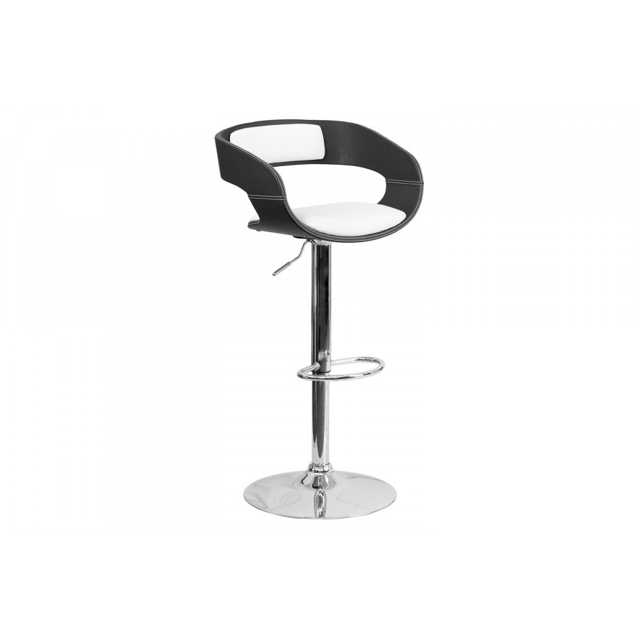 BLNK - Mayfair Bentwood Two Tone Black and White Vinyl Adjustable Height Bar Stool