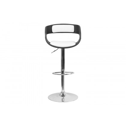 BLNK - Mayfair Bentwood Two Tone Black and White Vinyl Adjustable Height Bar Stool