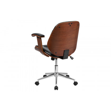 BLNK - Tansia LeatherSoft Mid-Back Executive Ergonomic Wood Swivel Office Chair with Arms