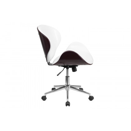 BLNK Tana LeatherSoft Mid-Back Mahogany Wood Conference Office Chair