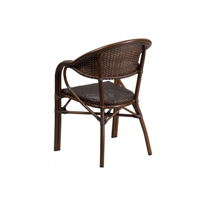 BLNK Milano Series Rattan Restaurant Patio Chair with Bamboo-Aluminum Frame - Cocoa