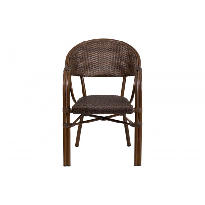 BLNK Milano Series Rattan Restaurant Patio Chair with Bamboo-Aluminum Frame - Cocoa
