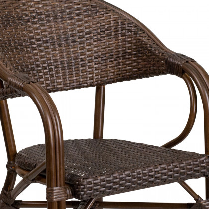 BLNK Milano Series Rattan Restaurant Patio Chair with Bamboo-Aluminum Frame - Cocoa