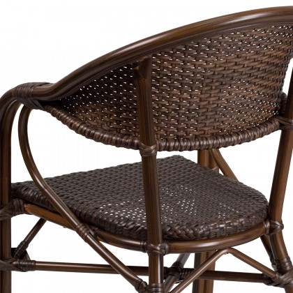 BLNK Milano Series Rattan Restaurant Patio Chair with Bamboo-Aluminum Frame - Cocoa