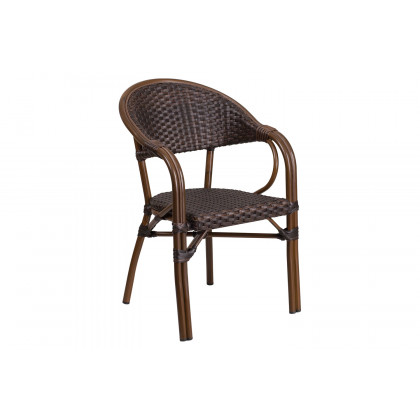 BLNK - Milano Series Rattan Restaurant Patio Chair with Bamboo-Aluminum Frame