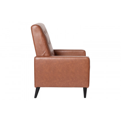 BLNK Ezra LeatherSoft Mid-Century Modern Upholstered Button Tufted Pushback Recliner - Brown