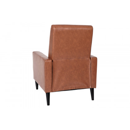 BLNK Ezra LeatherSoft Mid-Century Modern Upholstered Button Tufted Pushback Recliner - Brown