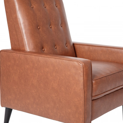 BLNK Ezra LeatherSoft Mid-Century Modern Upholstered Button Tufted Pushback Recliner - Brown