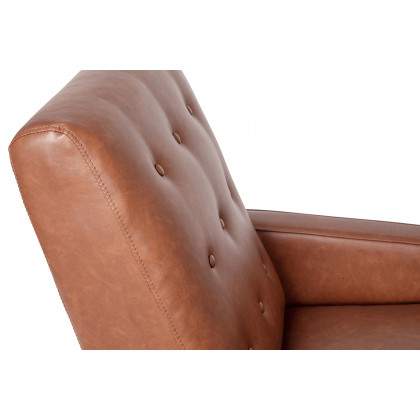 BLNK Ezra LeatherSoft Mid-Century Modern Upholstered Button Tufted Pushback Recliner - Brown