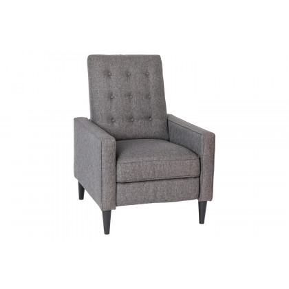 BLNK Ezra Fabric Mid-Century Modern Upholstered Button Tufted Pushback Recliner - Gray