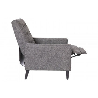 BLNK Ezra Fabric Mid-Century Modern Upholstered Button Tufted Pushback Recliner - Gray