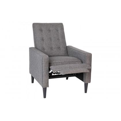 BLNK Ezra Fabric Mid-Century Modern Upholstered Button Tufted Pushback Recliner - Gray