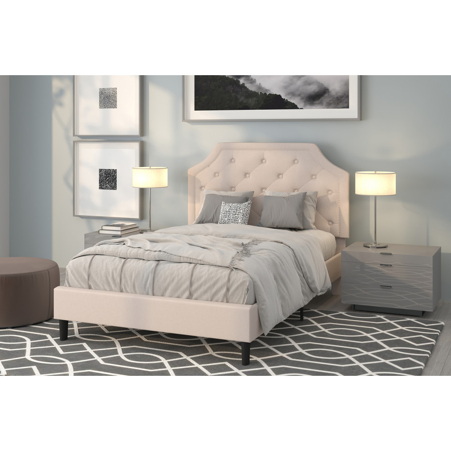 BLNK Brighton Tufted Upholstered Platform Bed - Beige, Full Size