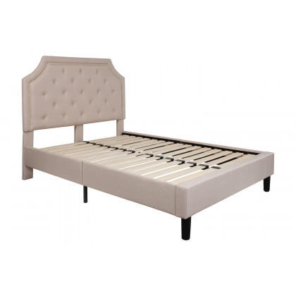 BLNK Brighton Tufted Upholstered Platform Bed - Beige, Full Size