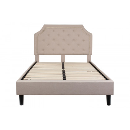 BLNK Brighton Tufted Upholstered Platform Bed - Beige, Full Size