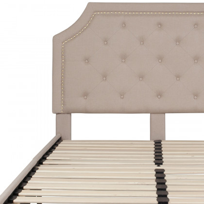 BLNK Brighton Tufted Upholstered Platform Bed - Beige, Full Size
