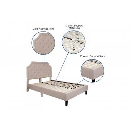 BLNK Brighton Tufted Upholstered Platform Bed - Beige, Full Size