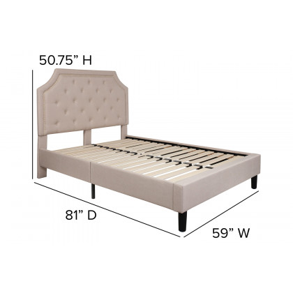BLNK Brighton Tufted Upholstered Platform Bed - Beige, Full Size